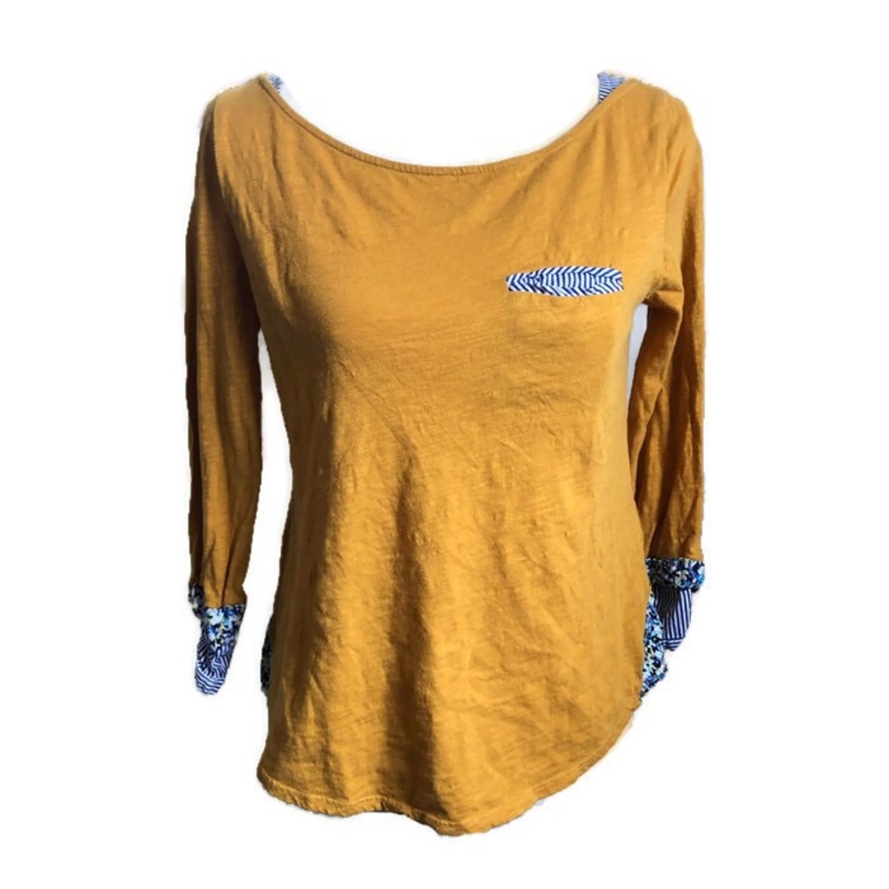 Anthropologie Little Yellow Button layer look top